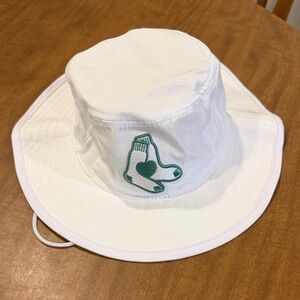 Red Sox White Bucket Hat with Green Logo